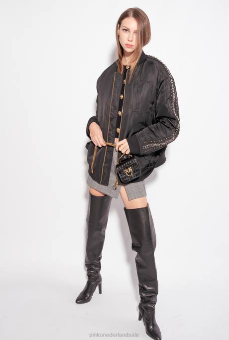 vest | L488557 cropped jacquard love birds vest Pinko limousine zwart