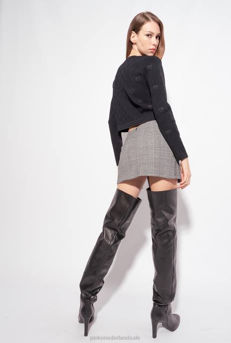 vest | L488557 cropped jacquard love birds vest Pinko limousine zwart