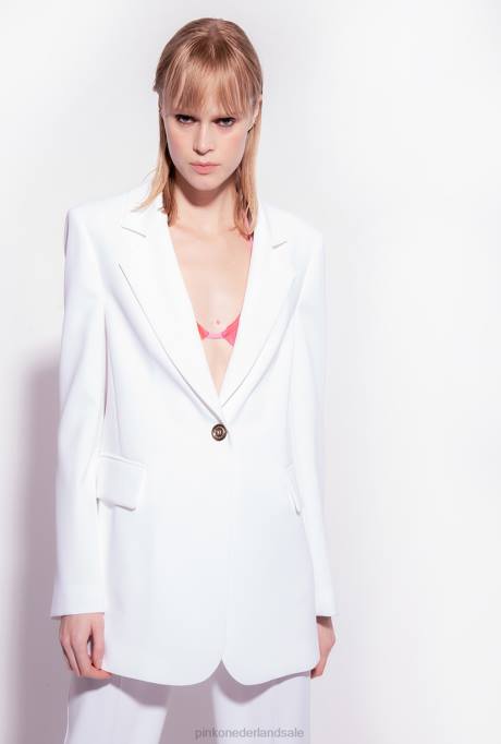blazers | L488563 single-breasted stretch crêpe blazer Pinko wolk wit