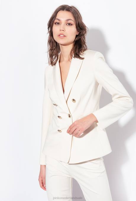 blazers | L488569 blazer met sierknopen Pinko roze rook wit