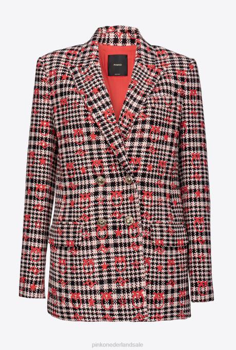 blazers | L488573 love birds jacquard blazer Pinko zwart/wit/rood