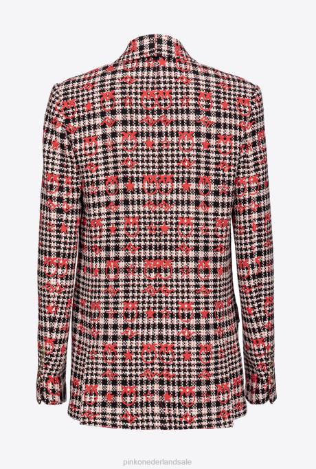 blazers | L488573 love birds jacquard blazer Pinko zwart/wit/rood
