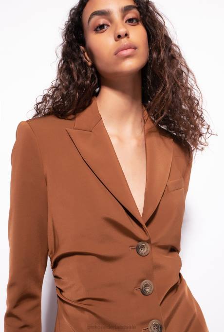 blazers | L488576 slim-fit blazer van technische stof Pinko bruin - teckel