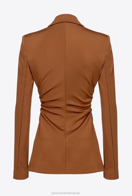 blazers | L488576 slim-fit blazer van technische stof Pinko bruin - teckel