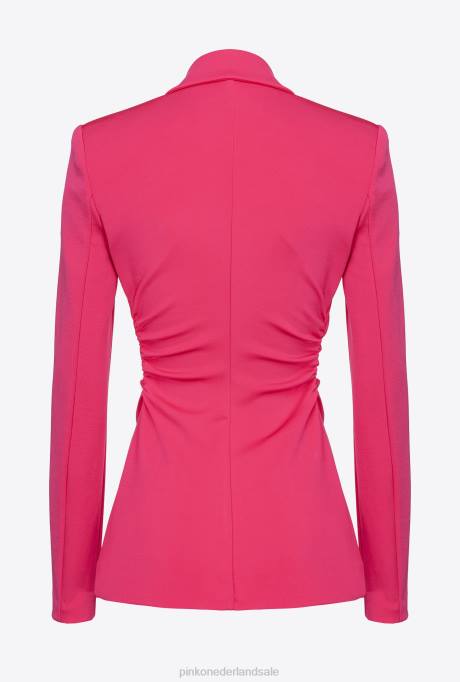 blazers | L488577 slim-fit blazer van technische stof Pinko frambozen rood