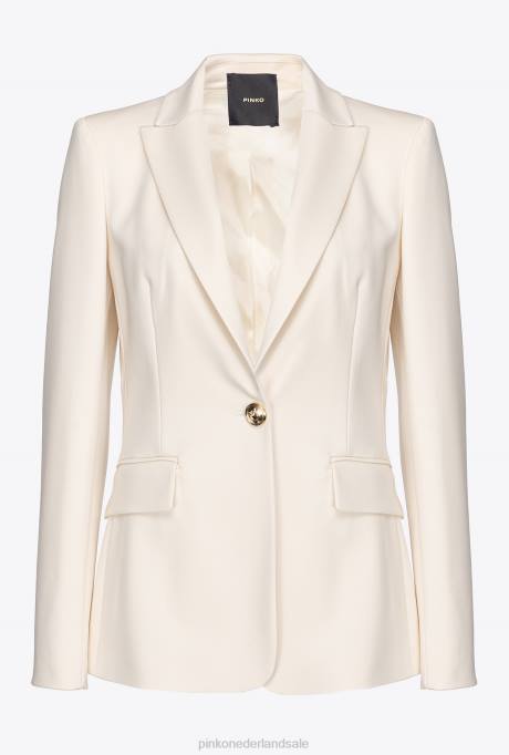 blazers | L488588 blazer met één rij knopen Pinko roze rook wit