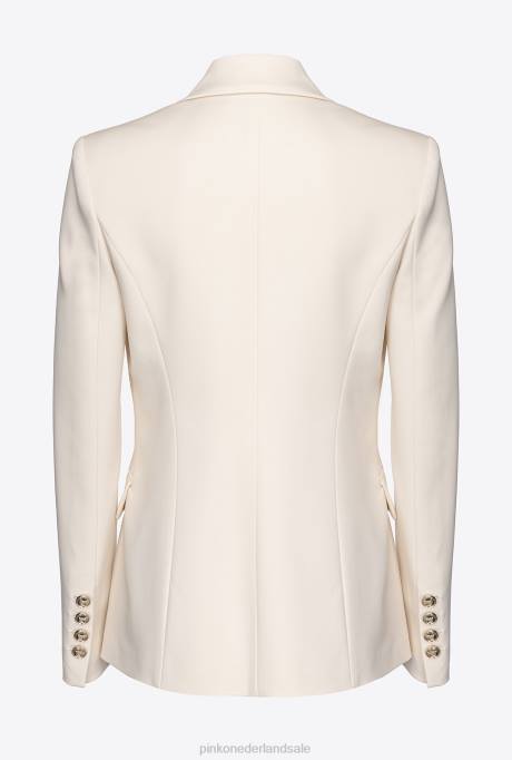 blazers | L488588 blazer met één rij knopen Pinko roze rook wit