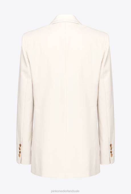 blazers | L488591 blazer met satijnen revers Pinko vanille-ijs wit