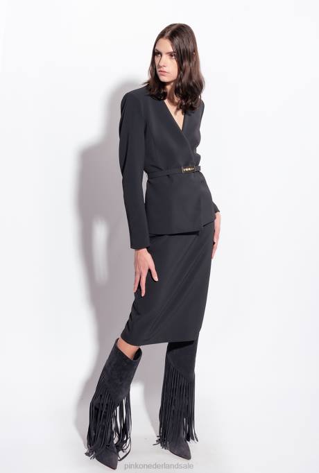 blazers | L488594 elegante jas met dunne riem Pinko limousine zwart