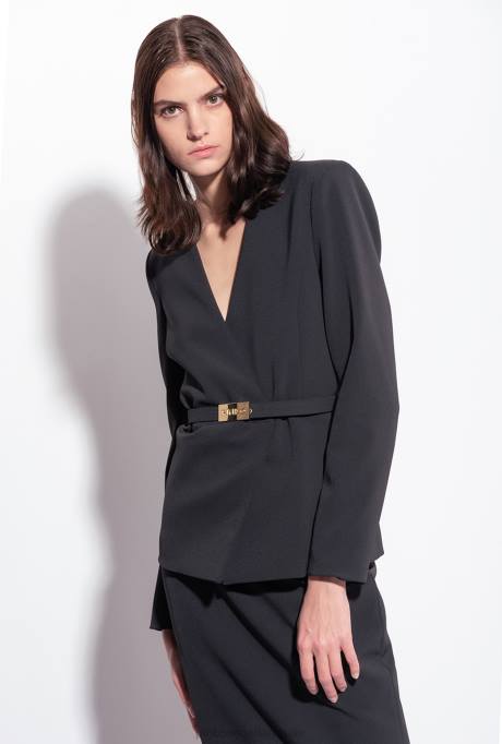 blazers | L488594 elegante jas met dunne riem Pinko limousine zwart