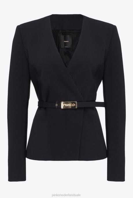 blazers | L488594 elegante jas met dunne riem Pinko limousine zwart