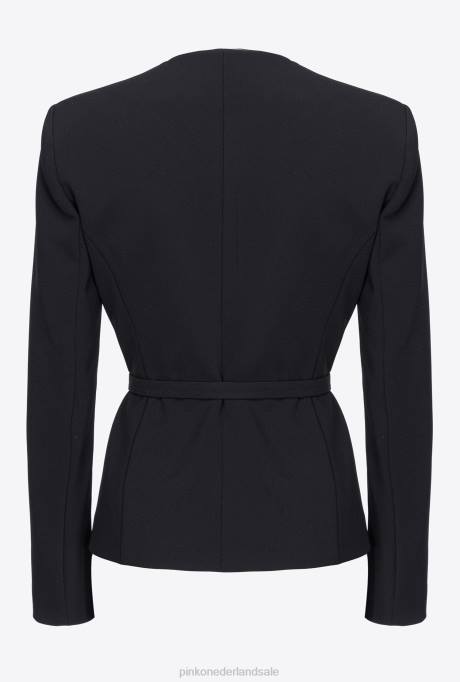 blazers | L488594 elegante jas met dunne riem Pinko limousine zwart