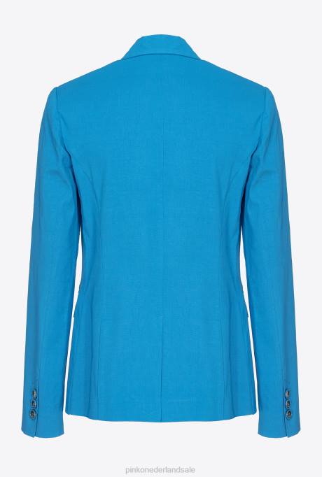 blazers | L488600 linnen blazer met één rij knopen Pinko directeur blauw