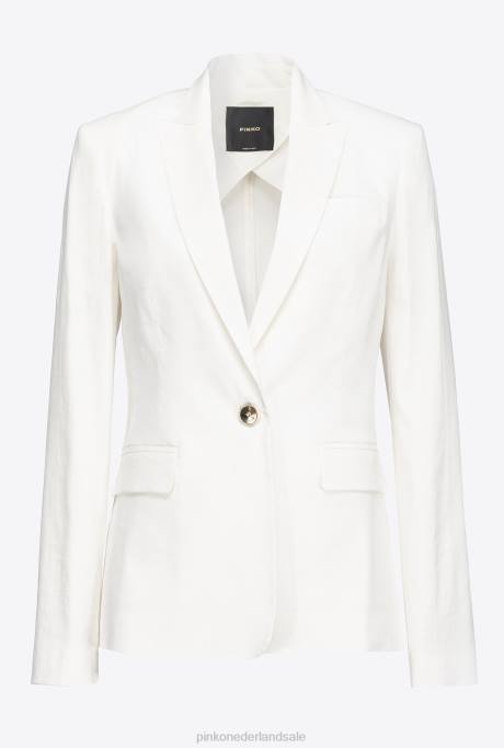 blazers | L488601 linnen blazer met één rij knopen Pinko wolk wit