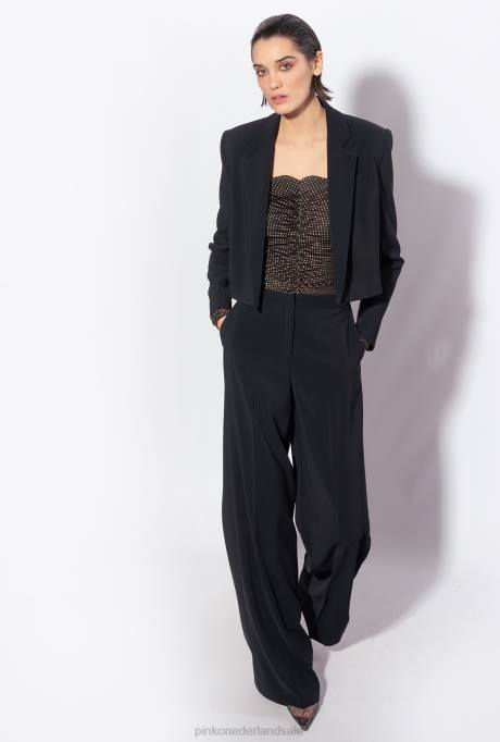 blazers | L488603 Stretch crêpe spencer jack Pinko limousine zwart