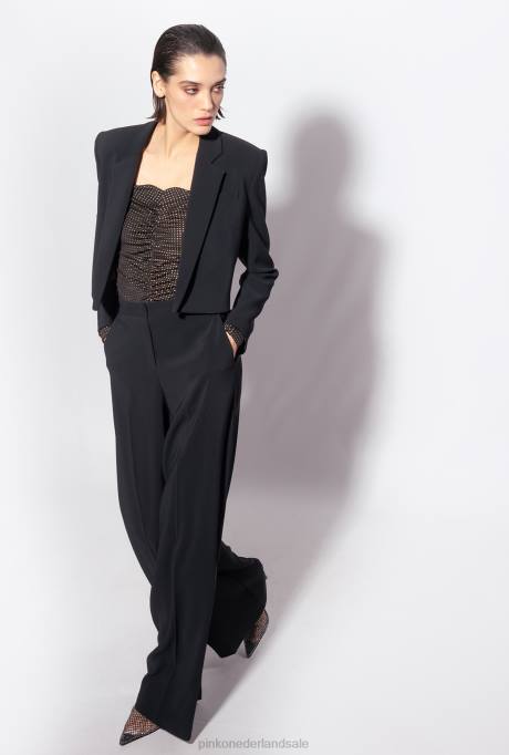 blazers | L488603 Stretch crêpe spencer jack Pinko limousine zwart