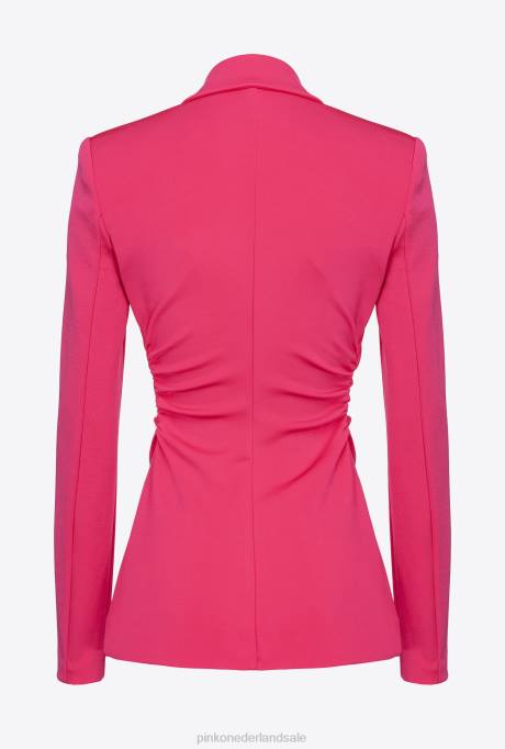 blazers | L488608 slim-fit blazer van technische stof Pinko frambozen rood