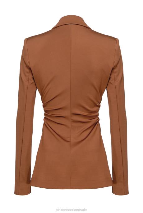 blazers | L488609 slim-fit blazer van technische stof Pinko bruin - teckel