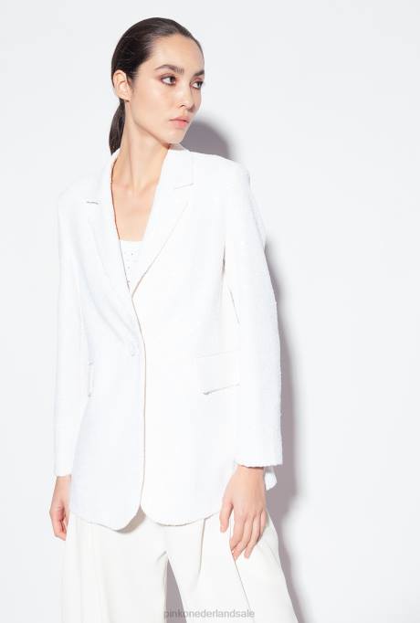 blazers | L488617 blazer met volledige pailletten van galleria Pinko gebroken wit