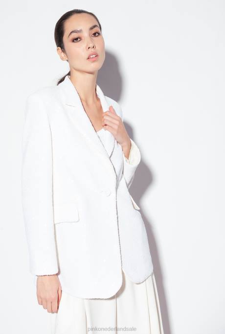 blazers | L488617 blazer met volledige pailletten van galleria Pinko gebroken wit