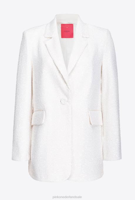 blazers | L488617 blazer met volledige pailletten van galleria Pinko gebroken wit