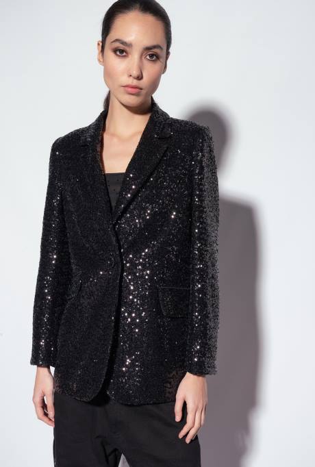 blazers | L488618 blazer met volledige pailletten van galleria Pinko limousine zwart