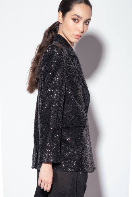 blazers | L488618 blazer met volledige pailletten van galleria Pinko limousine zwart