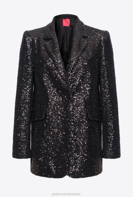 blazers | L488618 blazer met volledige pailletten van galleria Pinko limousine zwart