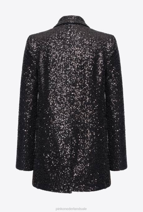 blazers | L488618 blazer met volledige pailletten van galleria Pinko limousine zwart