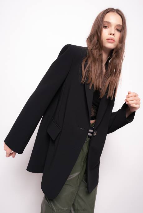 blazers | L488624 single-breasted stretch crêpe blazer Pinko limousine zwart