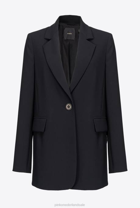 blazers | L488624 single-breasted stretch crêpe blazer Pinko limousine zwart