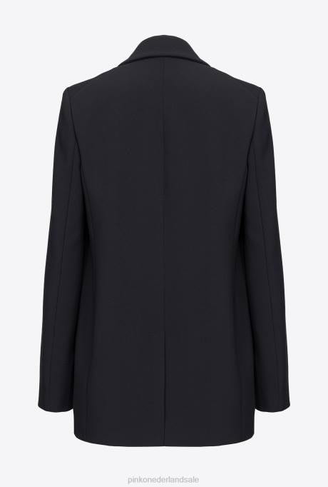 blazers | L488624 single-breasted stretch crêpe blazer Pinko limousine zwart