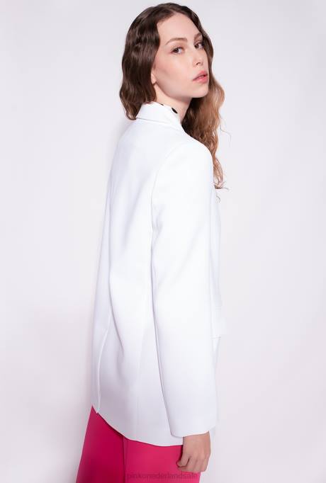 blazers | L488634 single-breasted stretch crêpe blazer Pinko knoflook wit