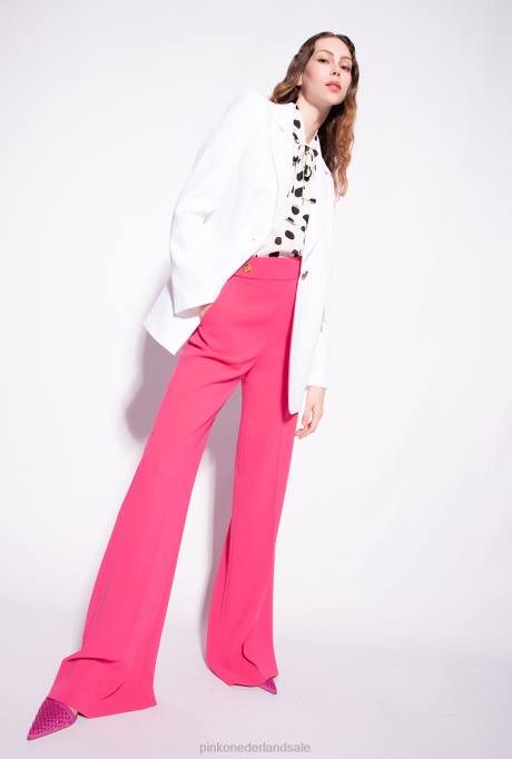 blazers | L488634 single-breasted stretch crêpe blazer Pinko knoflook wit