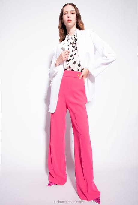 blazers | L488634 single-breasted stretch crêpe blazer Pinko knoflook wit