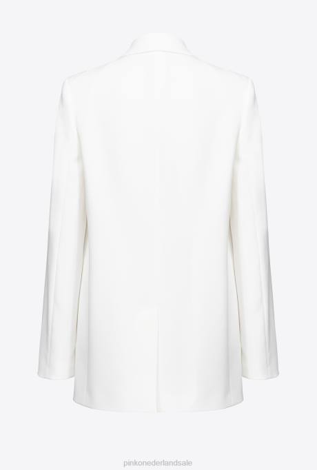 blazers | L488634 single-breasted stretch crêpe blazer Pinko knoflook wit