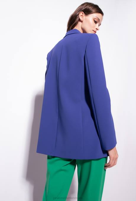 blazers | L488635 single-breasted stretch crêpe blazer Pinko spook blauw