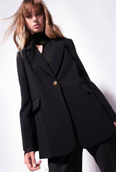 blazers | L488636 single-breasted stretch crêpe blazer Pinko limousine zwart