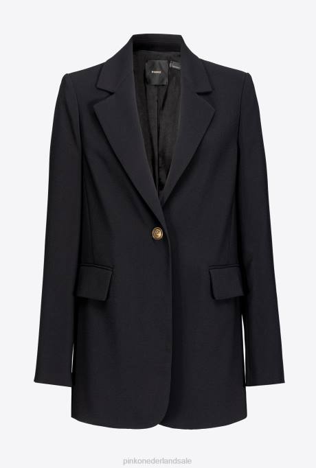 blazers | L488636 single-breasted stretch crêpe blazer Pinko limousine zwart