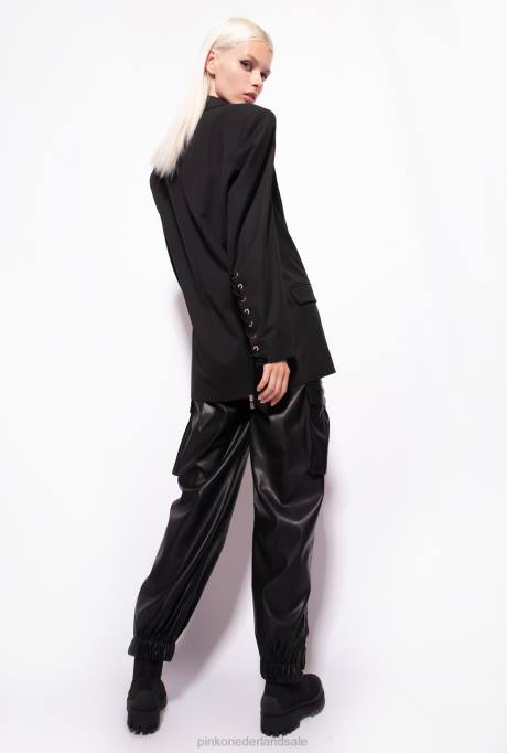 blazers | L488637 blazer met trekkoorden aan de mouwen Pinko limousine zwart