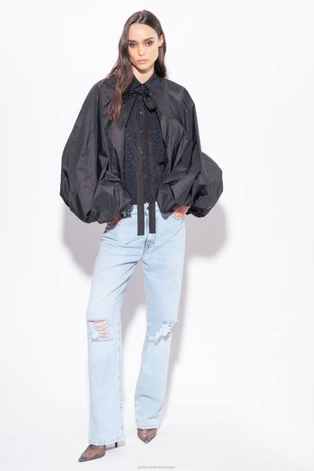 vrijetijdsjassen | L488382 schouderophalen van tafzijde met ballonmouwen Pinko limousine zwart