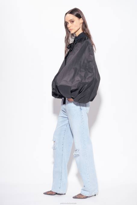 vrijetijdsjassen | L488382 schouderophalen van tafzijde met ballonmouwen Pinko limousine zwart