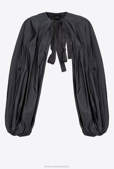 vrijetijdsjassen | L488382 schouderophalen van tafzijde met ballonmouwen Pinko limousine zwart