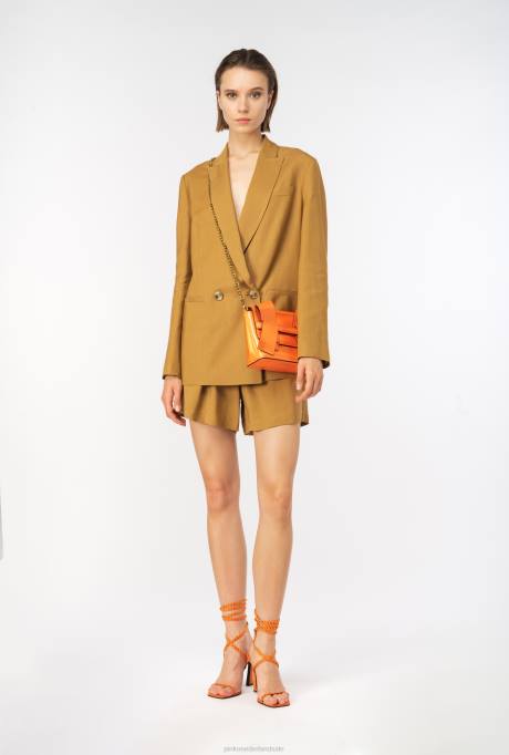 vrijetijdsjassen | L488592 vloeiende blazer van viscose en linnen Pinko mosterd