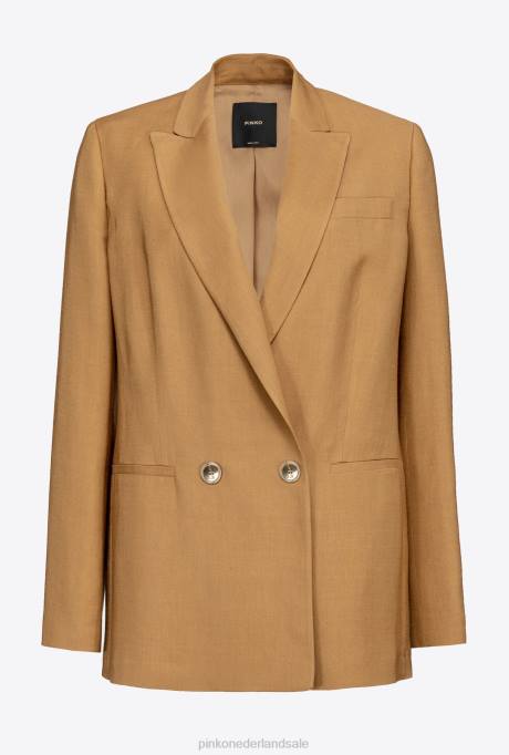 vrijetijdsjassen | L488592 vloeiende blazer van viscose en linnen Pinko mosterd