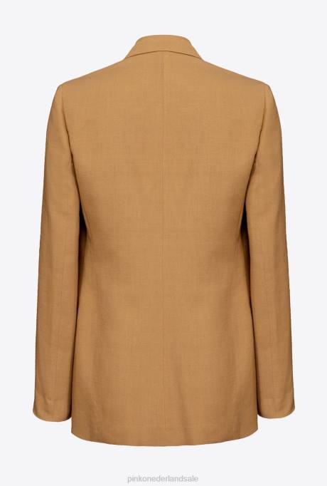 vrijetijdsjassen | L488592 vloeiende blazer van viscose en linnen Pinko mosterd