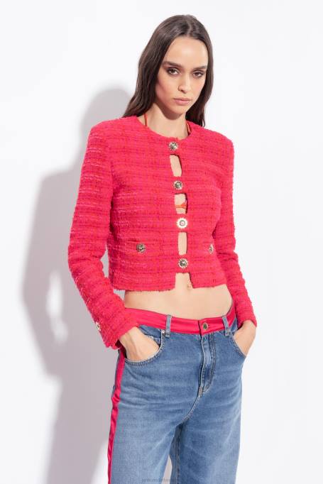 vrijetijdsjassen | L488612 kort tweed jasje met patroon Pinko multi fuchsia/rood
