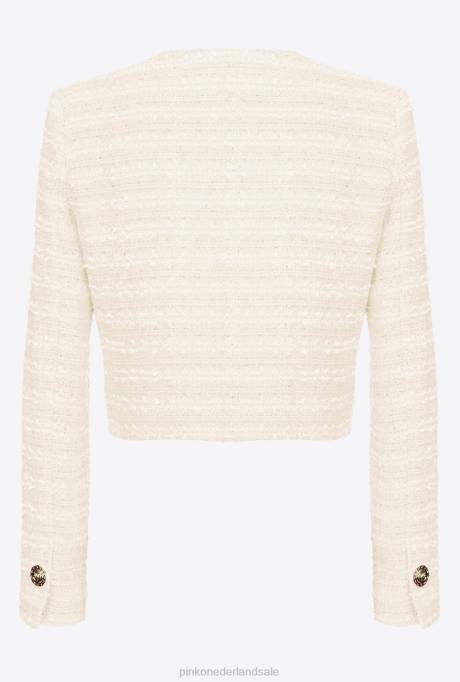 vrijetijdsjassen | L488613 kort tweed jasje met patroon Pinko roze rook wit