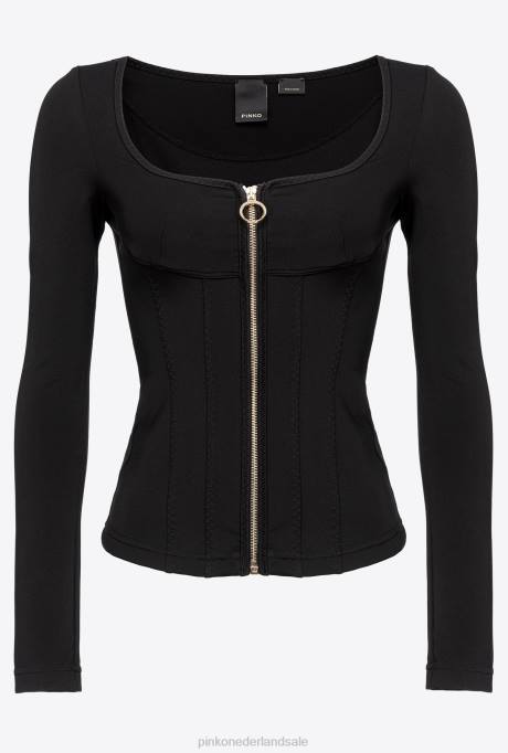 vrijetijdsjassen | L488614 nauwsluitend neopreen jack Pinko limousine zwart