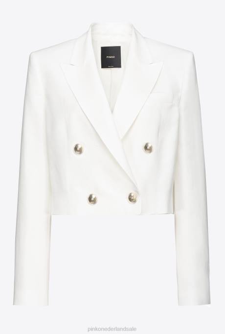 vrijetijdsjassen | L488615 spencerjack van viscose en linnen Pinko zijde wit